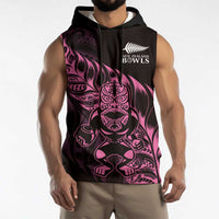 New Zealand Lawn Bowls Custom Sleeveless Hoodie Pink Maori Warrior Tribal Silver Fern LT9 - Polynesian Pride
