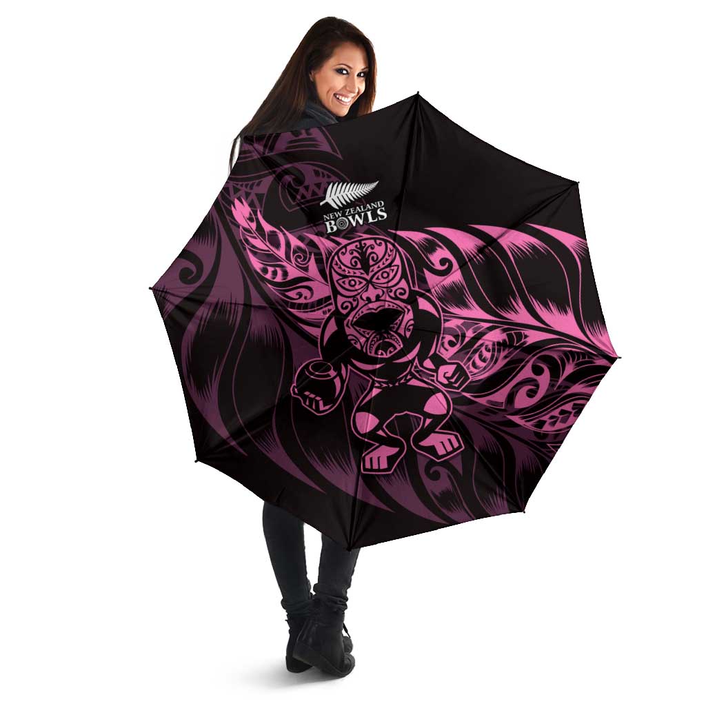 New Zealand Lawn Bowls Umbrella Pink Maori Warrior Tribal Silver Fern - Polynesian Pride