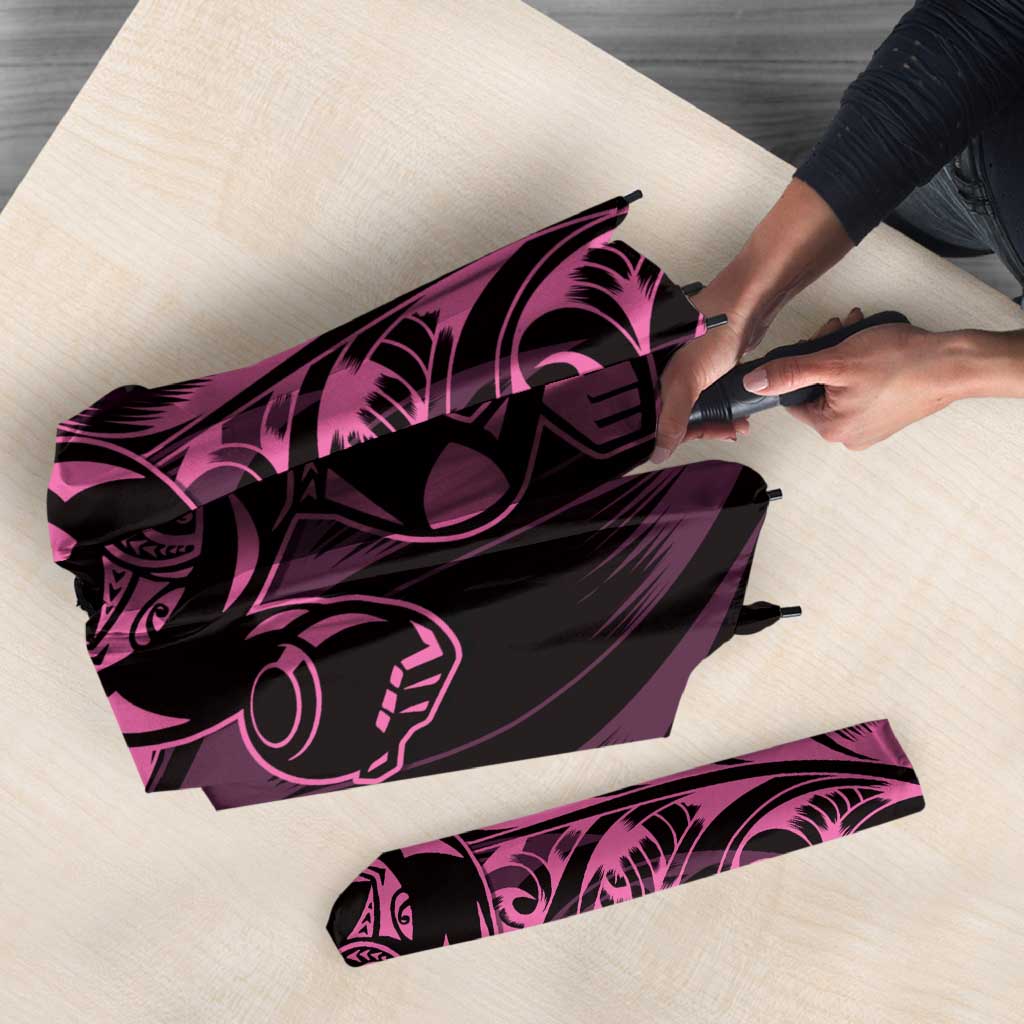 New Zealand Lawn Bowls Umbrella Pink Maori Warrior Tribal Silver Fern - Polynesian Pride
