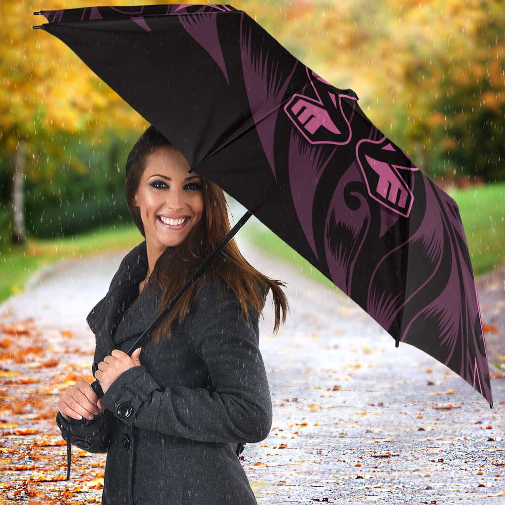 New Zealand Lawn Bowls Umbrella Pink Maori Warrior Tribal Silver Fern - Polynesian Pride