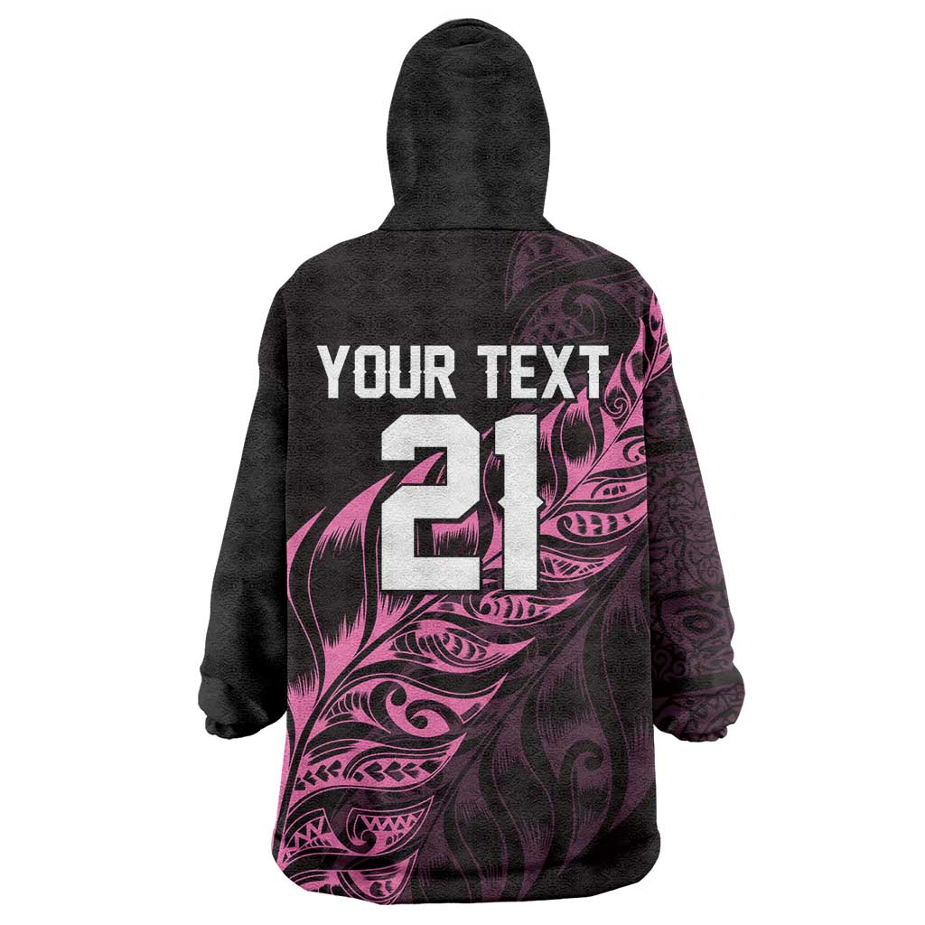 New Zealand Lawn Bowls Custom Wearable Blanket Hoodie Pink Maori Warrior Tribal Silver Fern LT9 - Polynesian Pride