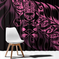 New Zealand Lawn Bowls Window Curtain Pink Maori Warrior Tribal Silver Fern - Polynesian Pride