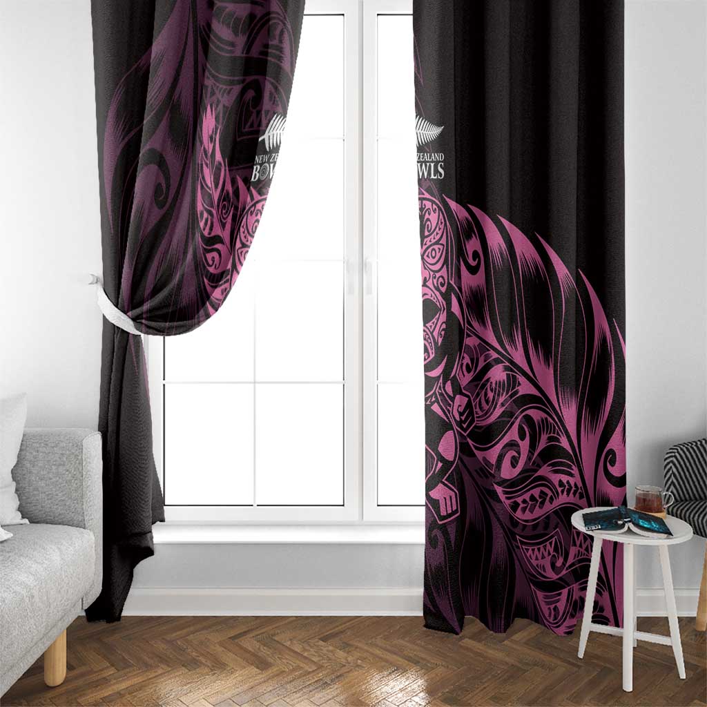 New Zealand Lawn Bowls Window Curtain Pink Maori Warrior Tribal Silver Fern - Polynesian Pride