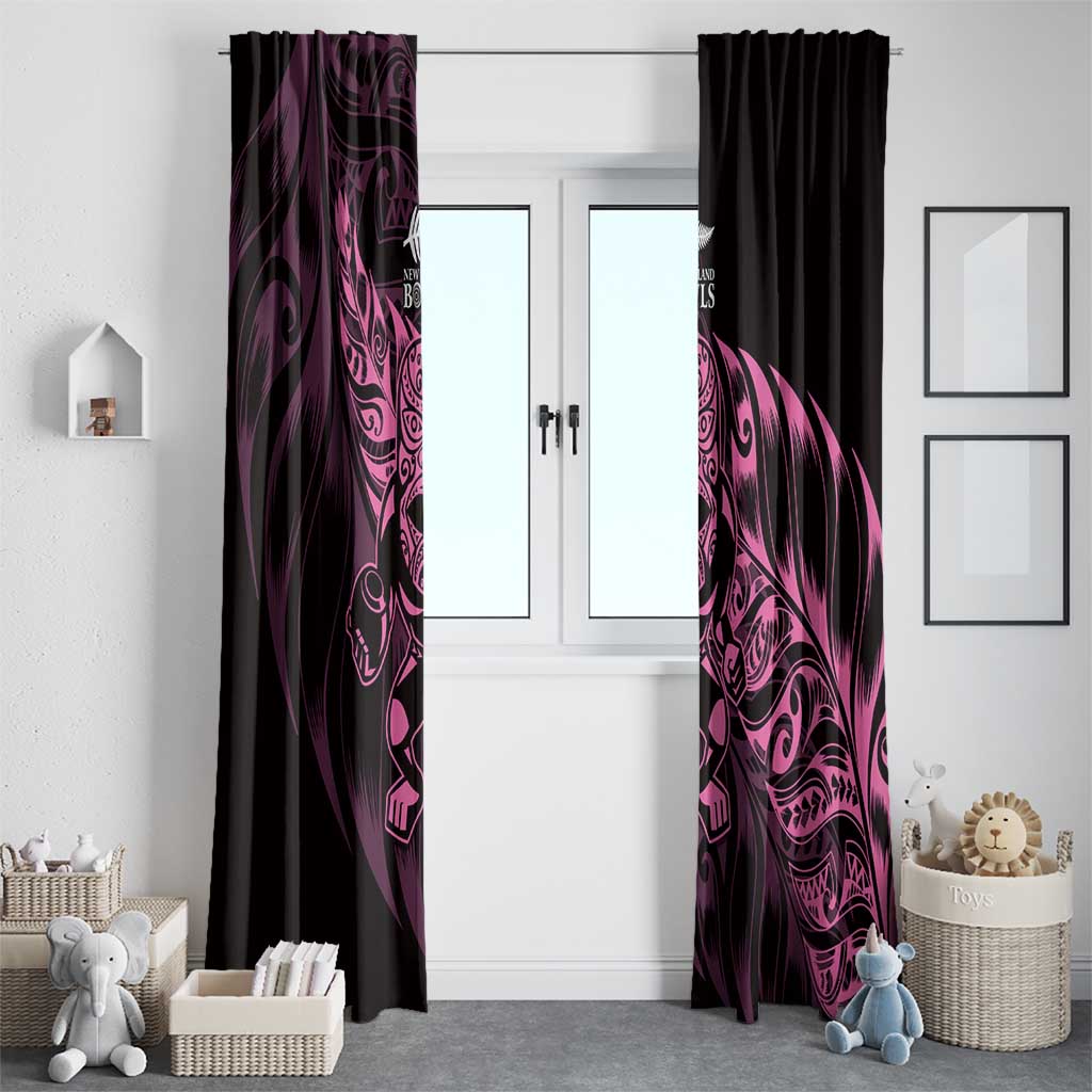 New Zealand Lawn Bowls Window Curtain Pink Maori Warrior Tribal Silver Fern - Polynesian Pride