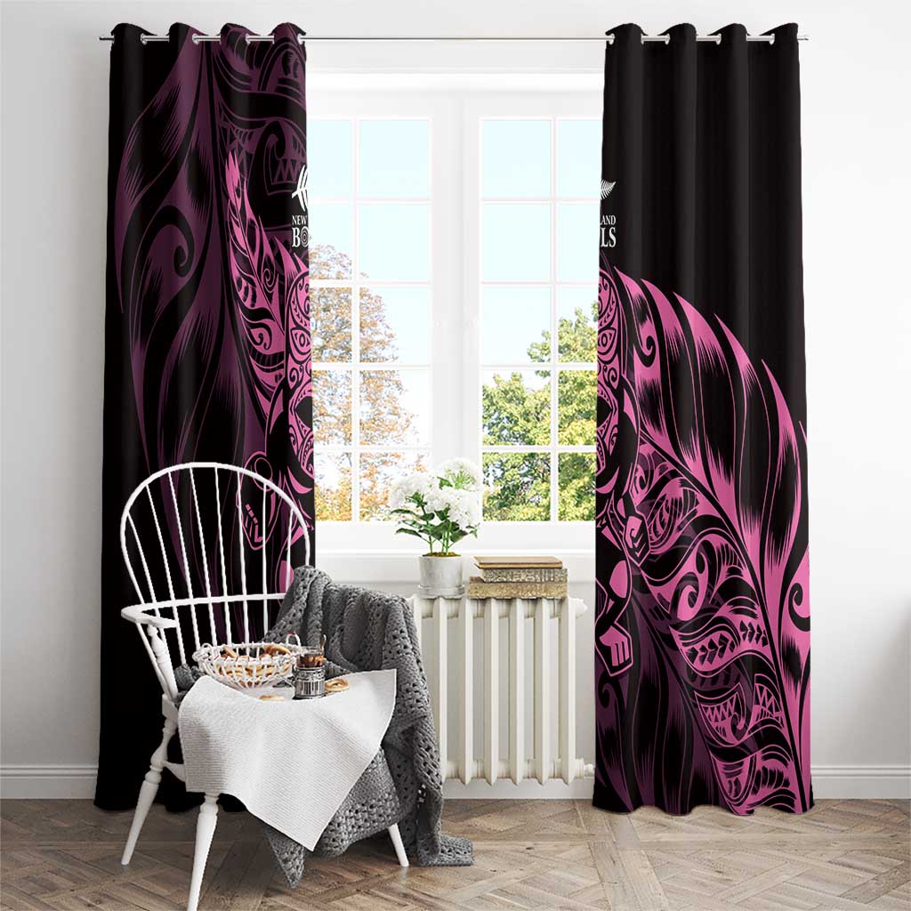 New Zealand Lawn Bowls Window Curtain Pink Maori Warrior Tribal Silver Fern - Polynesian Pride