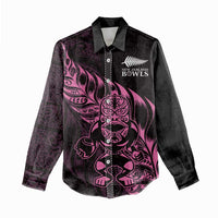 New Zealand Lawn Bowls Custom Women Casual Shirt Pink Maori Warrior Tribal Silver Fern LT9 - Polynesian Pride
