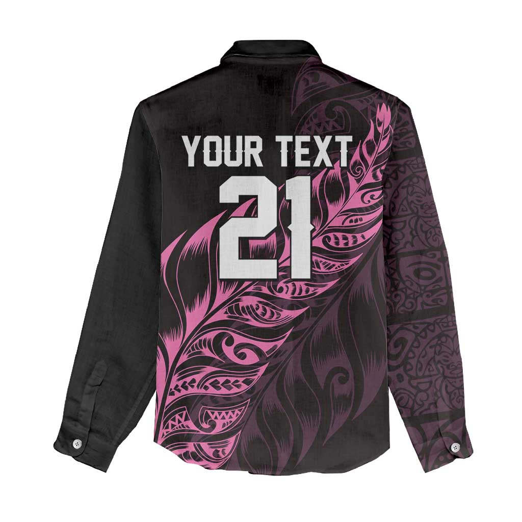 New Zealand Lawn Bowls Custom Women Casual Shirt Pink Maori Warrior Tribal Silver Fern LT9 - Polynesian Pride