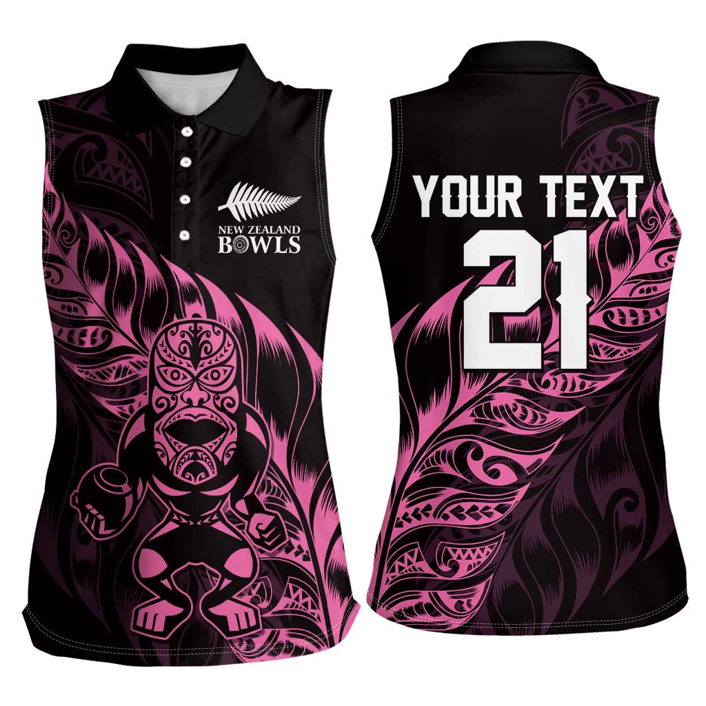 New Zealand Lawn Bowls Custom Women Sleeveless Polo Shirt Pink Maori Warrior Tribal Silver Fern LT9 - Polynesian Pride