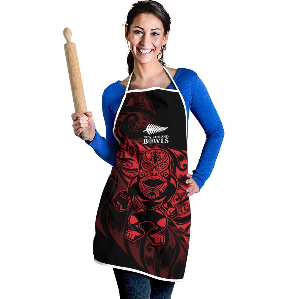 New Zealand Lawn Bowls Apron Red Maori Warrior Tribal Silver Fern - Polynesian Pride