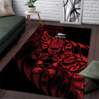New Zealand Lawn Bowls Area Rug Red Maori Warrior Tribal Silver Fern LT9 Red - Polynesian Pride