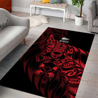 New Zealand Lawn Bowls Area Rug Red Maori Warrior Tribal Silver Fern LT9 - Polynesian Pride