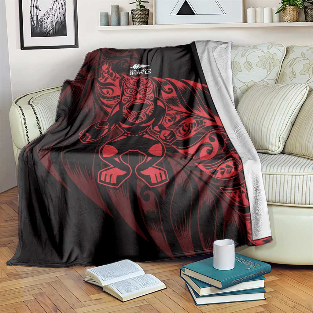 New Zealand Lawn Bowls Blanket Red Maori Warrior Tribal Silver Fern - Polynesian Pride