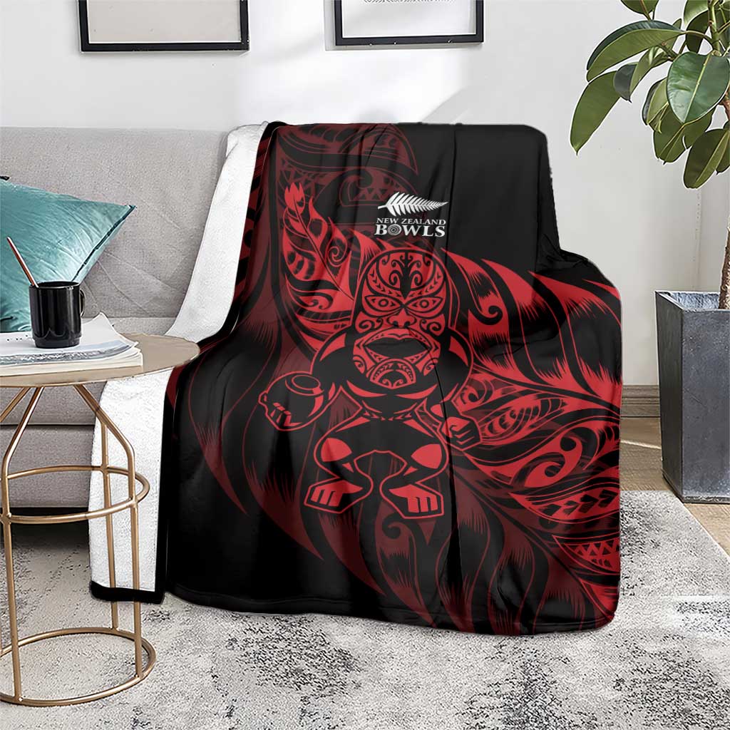 New Zealand Lawn Bowls Blanket Red Maori Warrior Tribal Silver Fern - Polynesian Pride