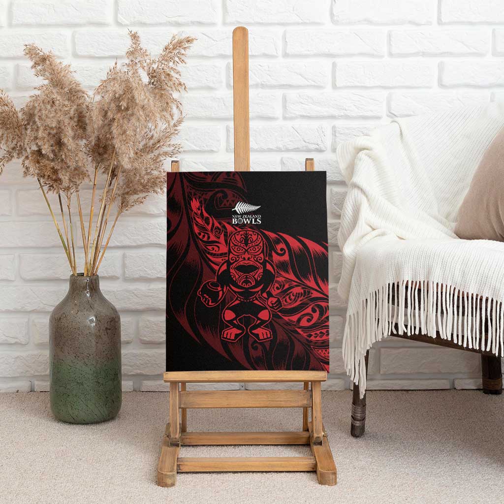 New Zealand Lawn Bowls Canvas Wall Art Red Maori Warrior Tribal Silver Fern - Polynesian Pride
