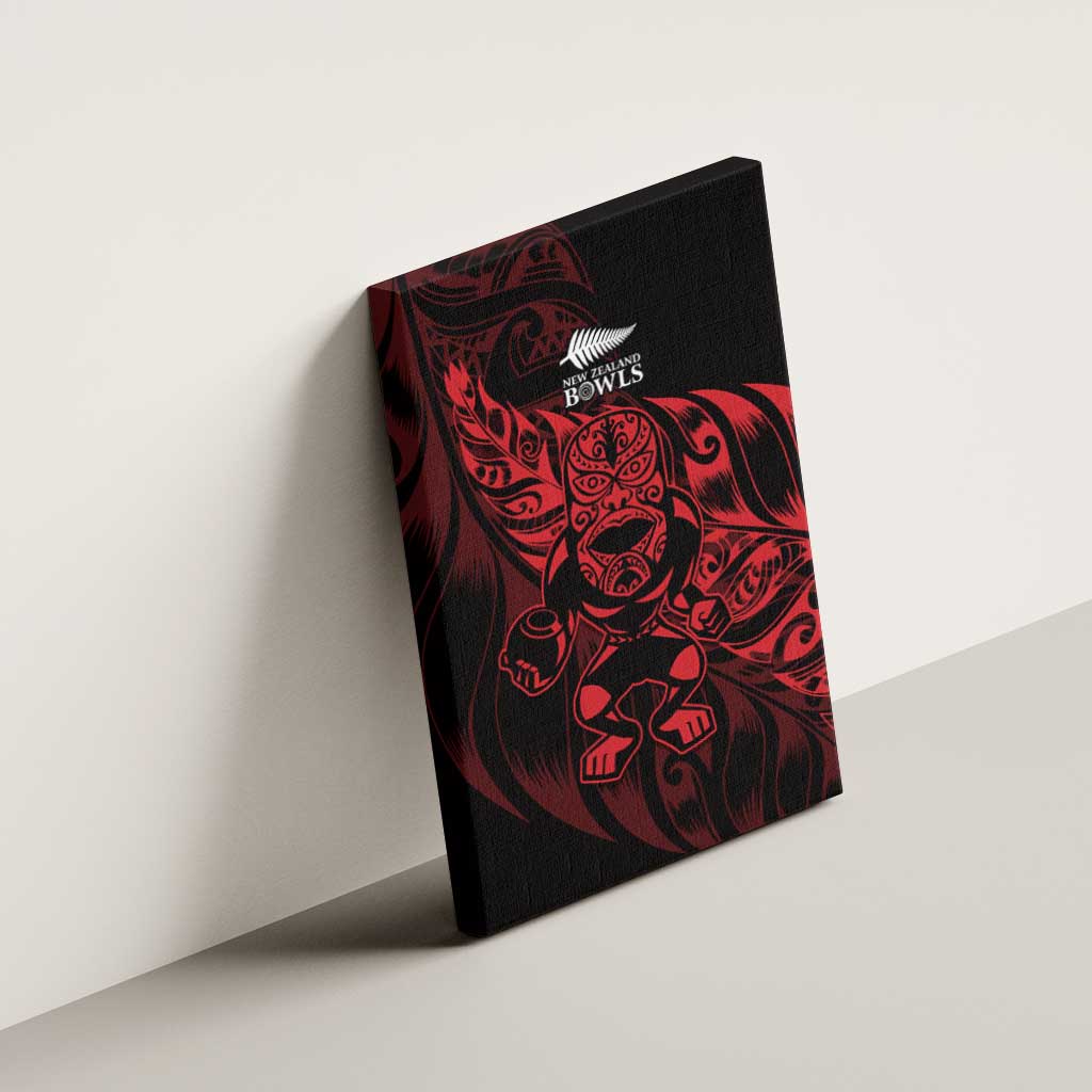 New Zealand Lawn Bowls Canvas Wall Art Red Maori Warrior Tribal Silver Fern - Polynesian Pride