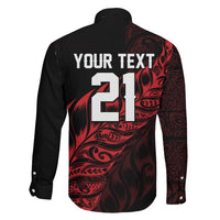 New Zealand Lawn Bowls Custom Family Matching Off Shoulder Maxi Dress and Hawaiian Shirt Red Maori Warrior Tribal Silver Fern LT9 - Polynesian Pride