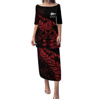 New Zealand Lawn Bowls Custom Family Matching Puletasi and Hawaiian Shirt Red Maori Warrior Tribal Silver Fern LT9 Mom's Dress Red - Polynesian Pride