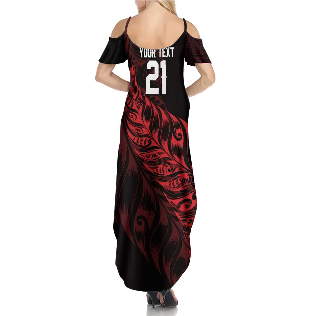 New Zealand Lawn Bowls Custom Family Matching Summer Maxi Dress and Hawaiian Shirt Red Maori Warrior Tribal Silver Fern LT9 - Polynesian Pride