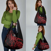 New Zealand Lawn Bowls Grocery Bag Red Maori Warrior Tribal Silver Fern - Polynesian Pride