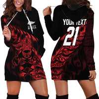 New Zealand Lawn Bowls Custom Hoodie Dress Red Maori Warrior Tribal Silver Fern LT9 - Polynesian Pride