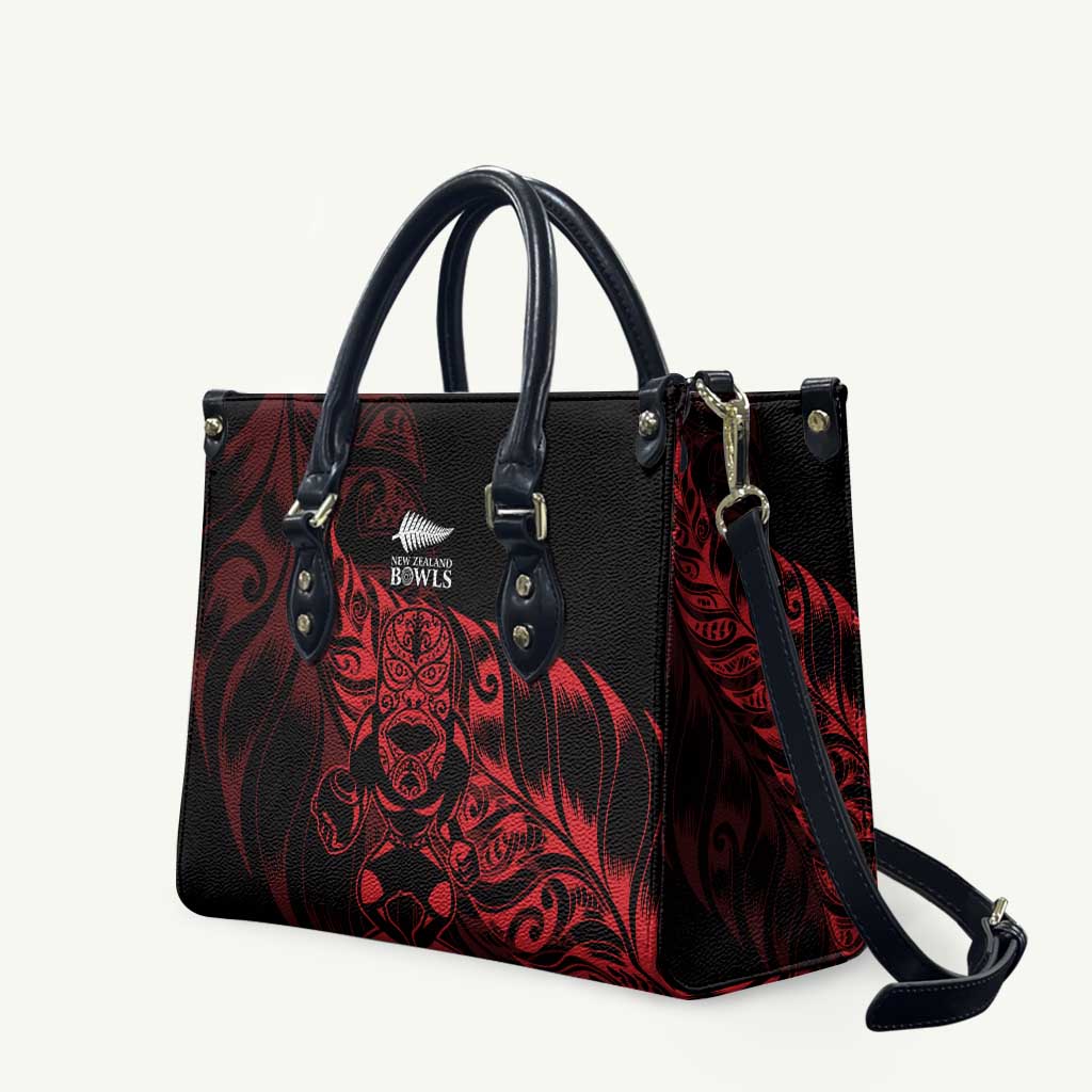 New Zealand Lawn Bowls Leather Bag Red Maori Warrior Tribal Silver Fern - Polynesian Pride