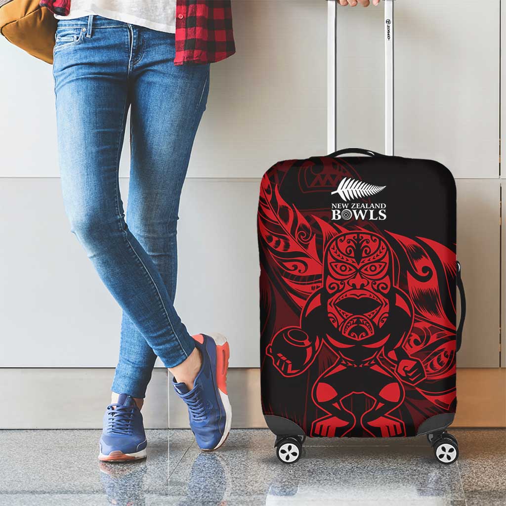 New Zealand Lawn Bowls Luggage Cover Red Maori Warrior Tribal Silver Fern - Polynesian Pride