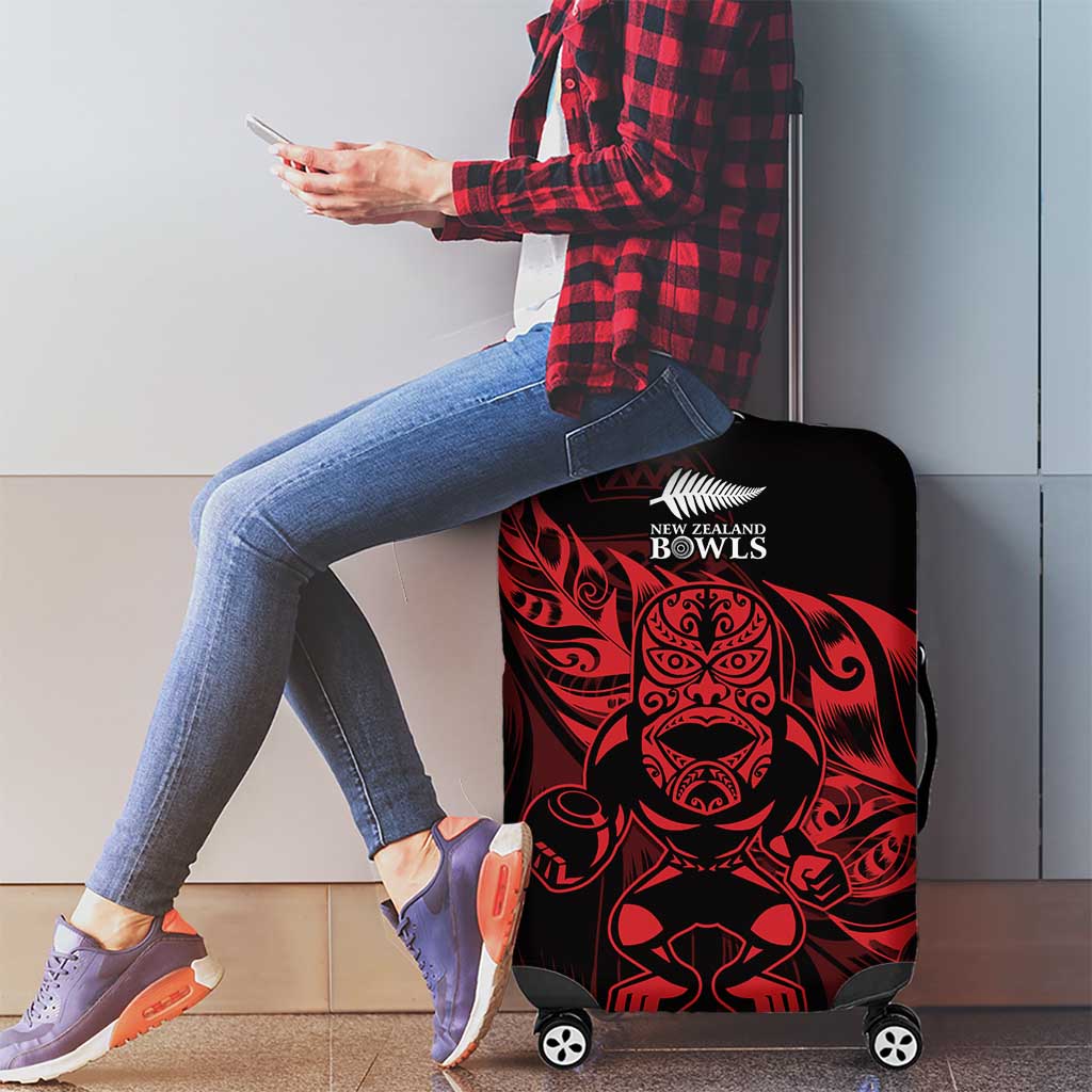 New Zealand Lawn Bowls Luggage Cover Red Maori Warrior Tribal Silver Fern - Polynesian Pride
