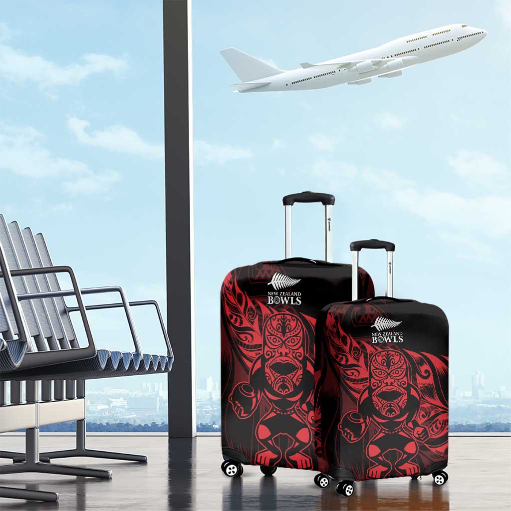 New Zealand Lawn Bowls Luggage Cover Red Maori Warrior Tribal Silver Fern - Polynesian Pride