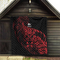 New Zealand Lawn Bowls Quilt Red Maori Warrior Tribal Silver Fern - Polynesian Pride