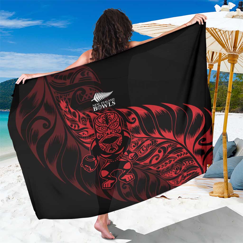 New Zealand Lawn Bowls Sarong Red Maori Warrior Tribal Silver Fern - Polynesian Pride