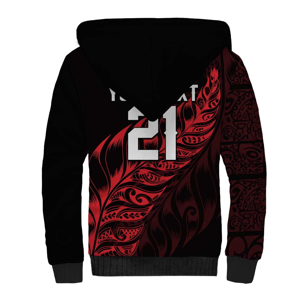 New Zealand Lawn Bowls Custom Sherpa Hoodie Red Maori Warrior Tribal Silver Fern LT9 - Polynesian Pride