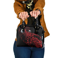 New Zealand Lawn Bowls Shoulder Handbag Red Maori Warrior Tribal Silver Fern - Polynesian Pride