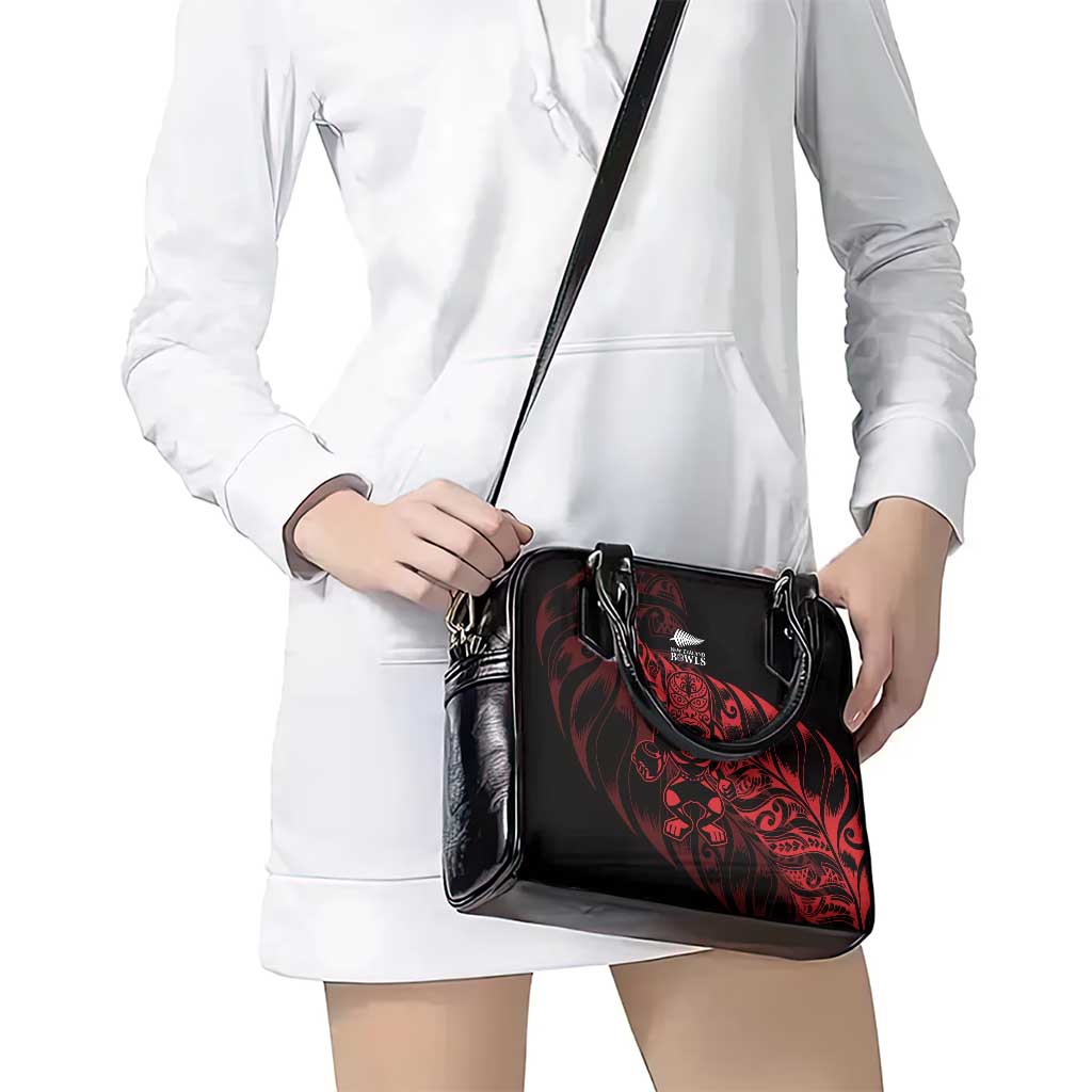 New Zealand Lawn Bowls Shoulder Handbag Red Maori Warrior Tribal Silver Fern - Polynesian Pride