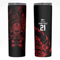 New Zealand Lawn Bowls Custom Skinny Tumbler Red Maori Warrior Tribal Silver Fern LT9 Red - Polynesian Pride
