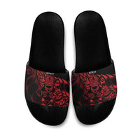 New Zealand Lawn Bowls Slide Sandals Red Maori Warrior Tribal Silver Fern - Polynesian Pride