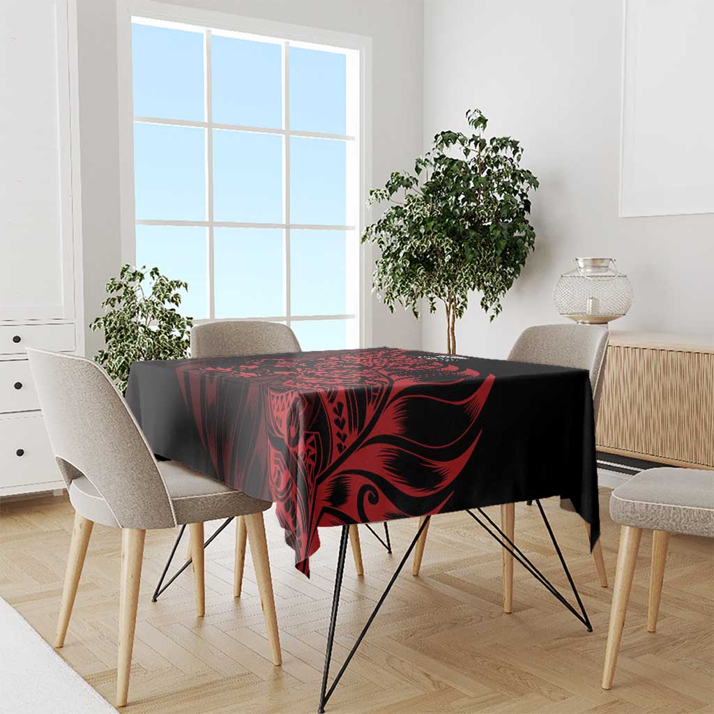 New Zealand Lawn Bowls Tablecloth Red Maori Warrior Tribal Silver Fern - Polynesian Pride