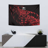 New Zealand Lawn Bowls Tapestry Red Maori Warrior Tribal Silver Fern - Polynesian Pride