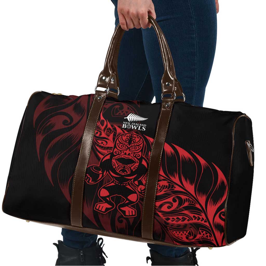 New Zealand Lawn Bowls Travel Bag Red Maori Warrior Tribal Silver Fern - Polynesian Pride