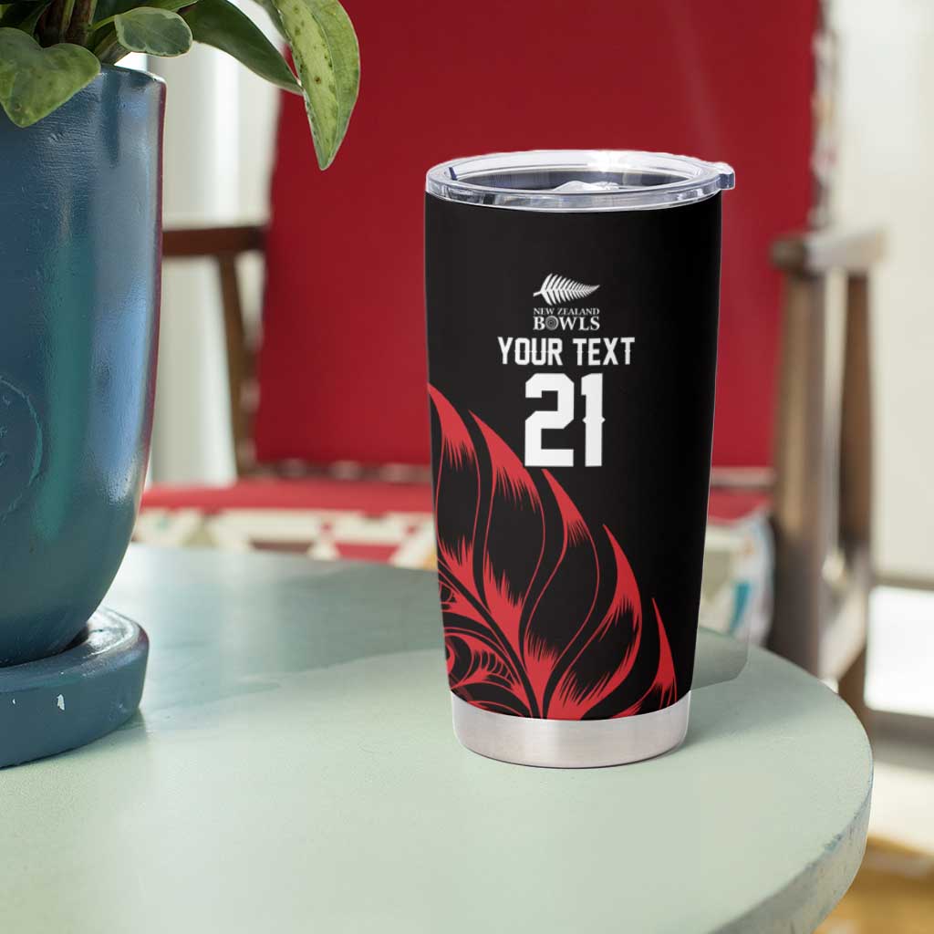 New Zealand Lawn Bowls Custom Tumbler Cup Red Maori Warrior Tribal Silver Fern LT9 - Polynesian Pride