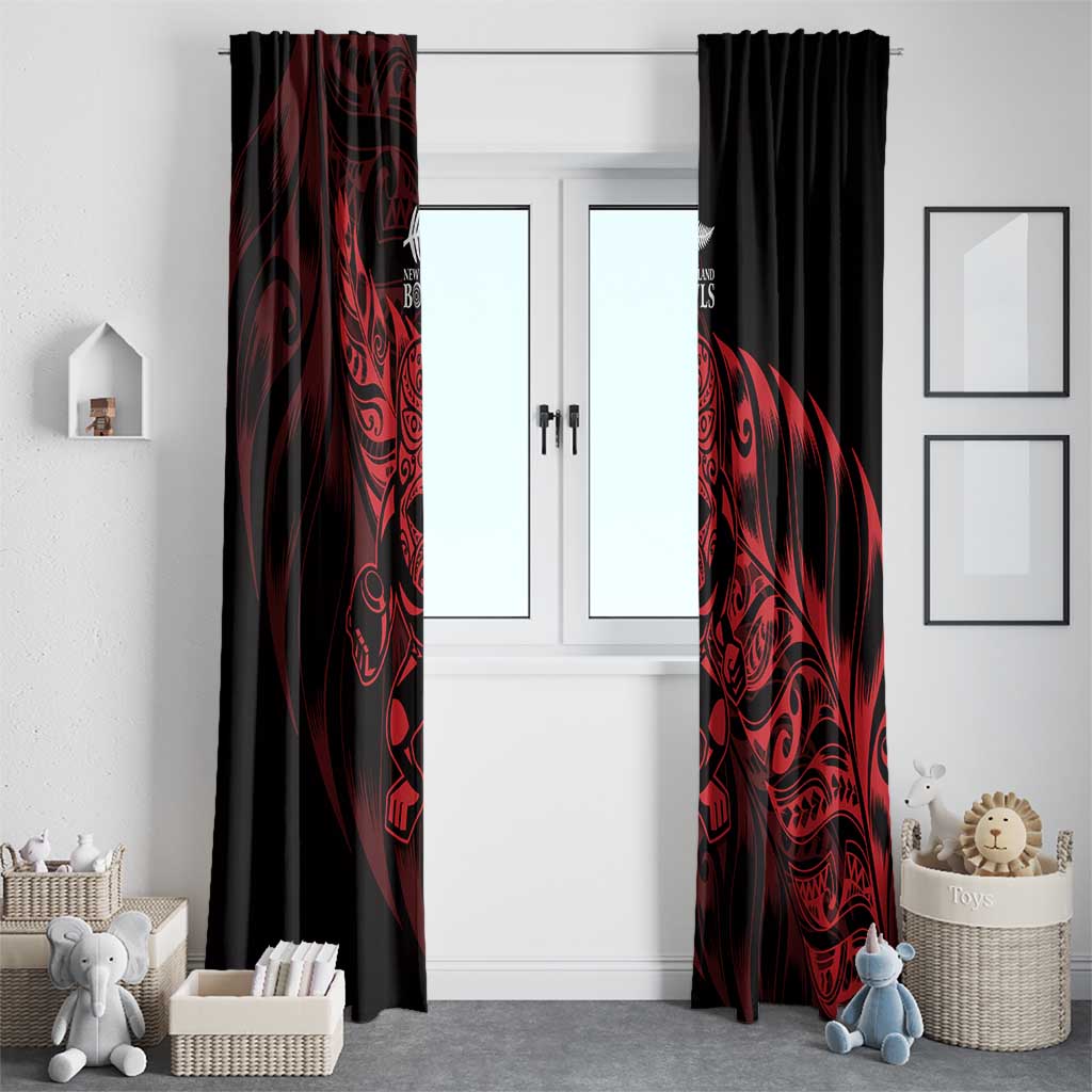 New Zealand Lawn Bowls Window Curtain Red Maori Warrior Tribal Silver Fern - Polynesian Pride