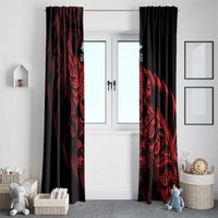 New Zealand Lawn Bowls Window Curtain Red Maori Warrior Tribal Silver Fern - Polynesian Pride