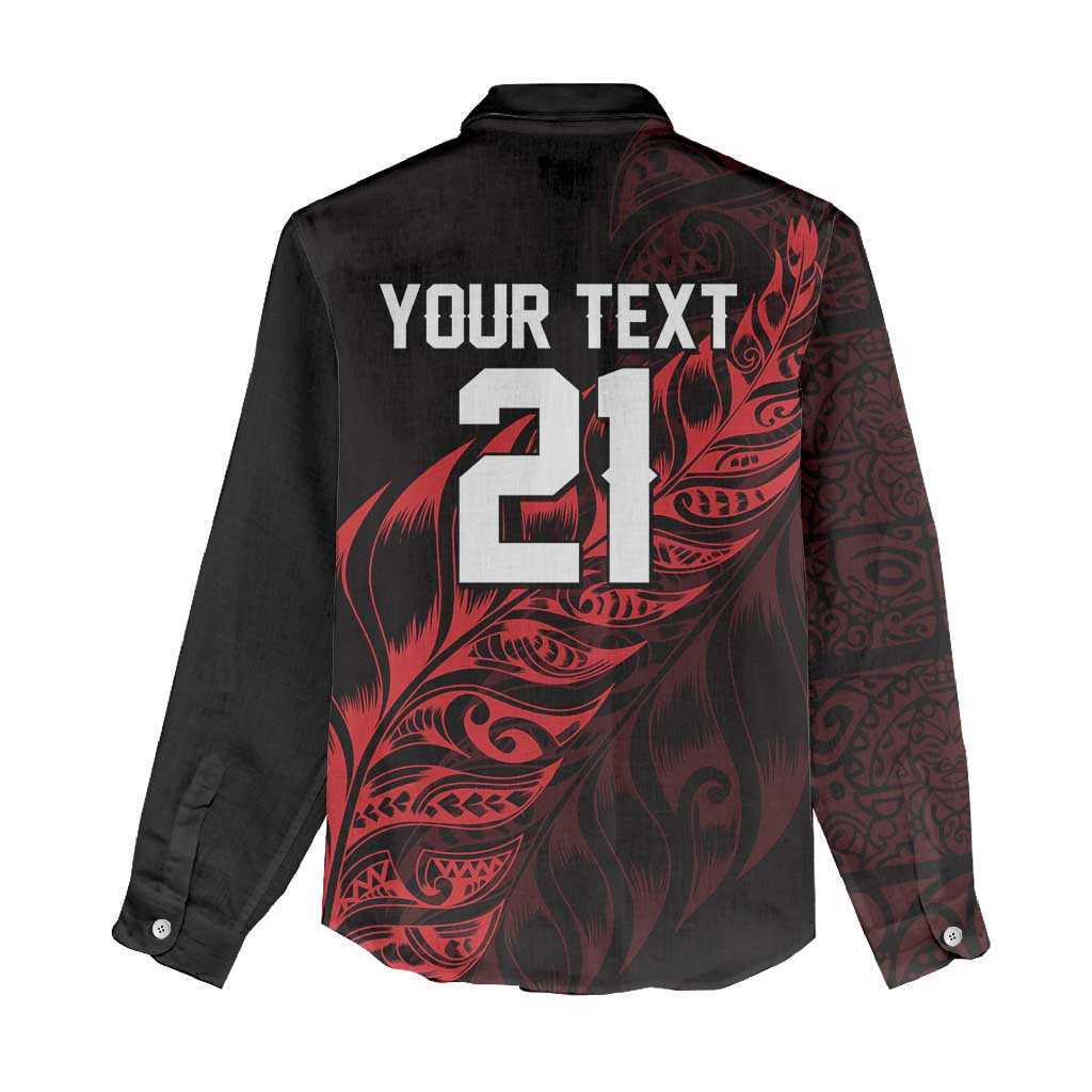 New Zealand Lawn Bowls Custom Women Casual Shirt Red Maori Warrior Tribal Silver Fern LT9 - Polynesian Pride