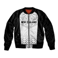 World Football 2026 New Zealand Custom Bomber Jacket All White Fern Maori Tribal LT9 Unisex White - Polynesian Pride