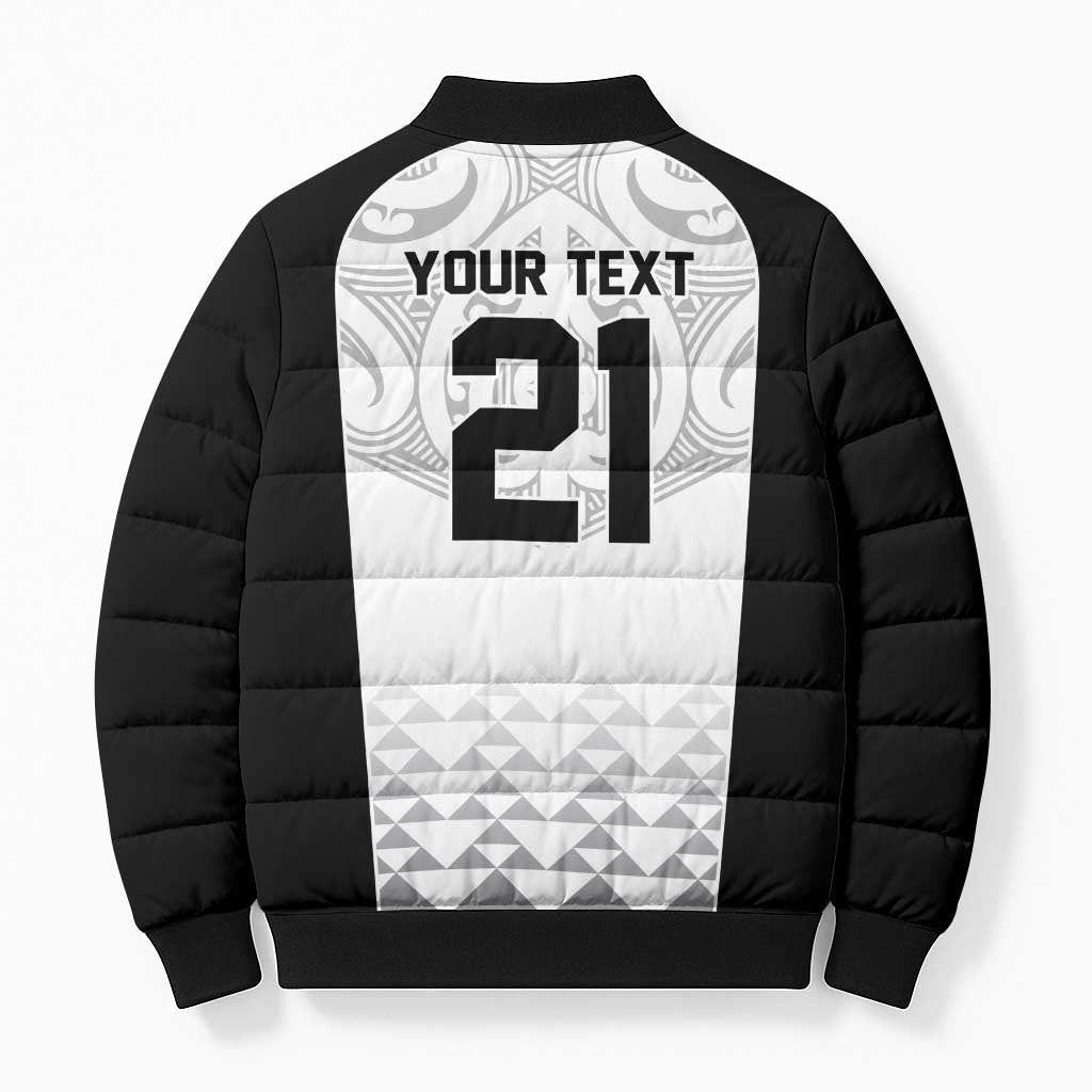 World Football 2026 New Zealand Custom Bomber Puffer Jacket All White Fern Maori Tribal LT9 - Polynesian Pride