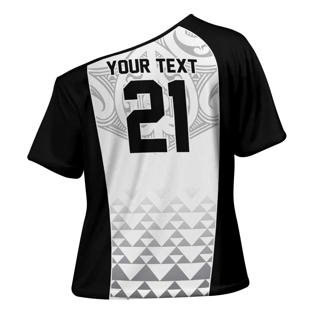 World Football 2026 New Zealand Custom Cross Shoulder Shirt All White Fern Maori Tribal LT9 - Polynesian Pride