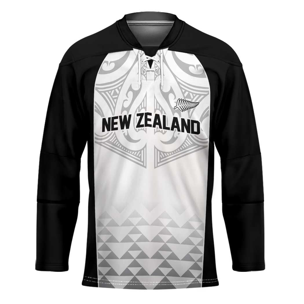 World Football 2026 New Zealand Custom Hockey Jersey All White Fern Maori Tribal LT9 Unisex White - Polynesian Pride
