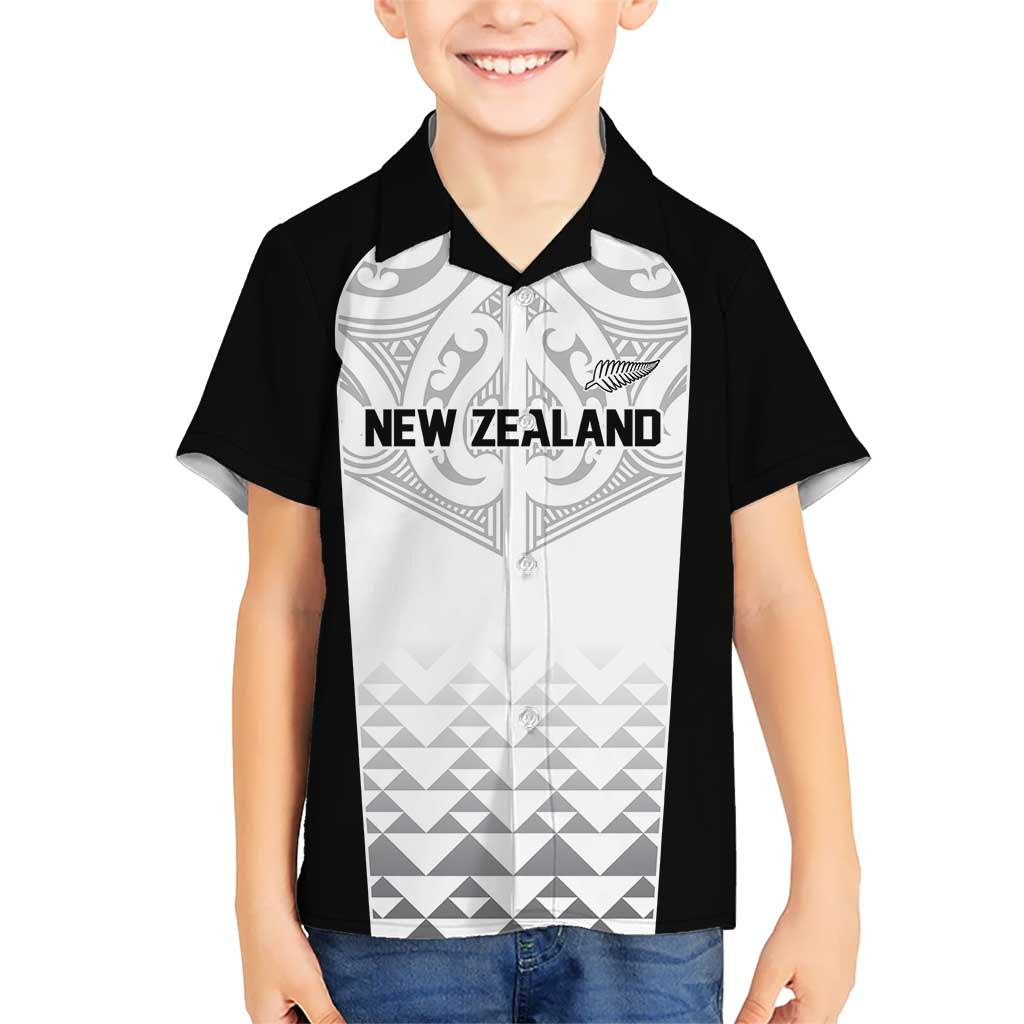 World Football 2026 New Zealand Custom Kid Hawaiian Shirt All White Fern Maori Tribal LT9 Kid White - Polynesian Pride