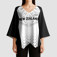 World Football 2026 New Zealand Custom Kimono Sleeve Blouse All White Fern Maori Tribal LT9 - Polynesian Pride
