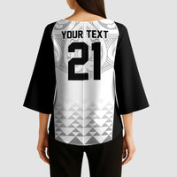 World Football 2026 New Zealand Custom Kimono Sleeve Blouse All White Fern Maori Tribal LT9 - Polynesian Pride