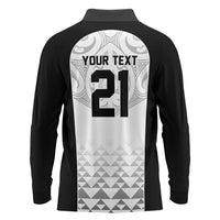 World Football 2026 New Zealand Custom Long Sleeve Polo Shirt All White Fern Maori Tribal LT9 - Polynesian Pride
